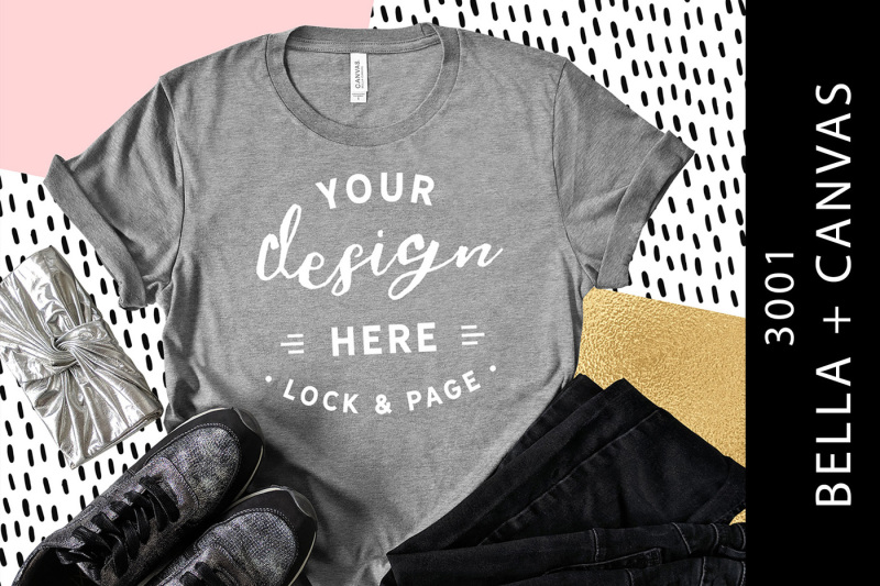 Free Athletic Heather Bella Canvas 3001 T-Shirt Mockup Style Blog (PSD Mockups)