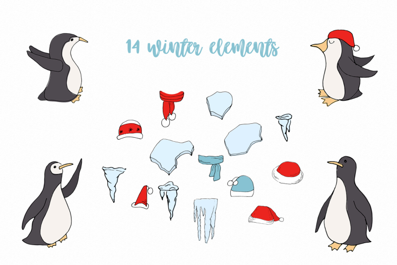 penguins-clipart-and-winter-elements