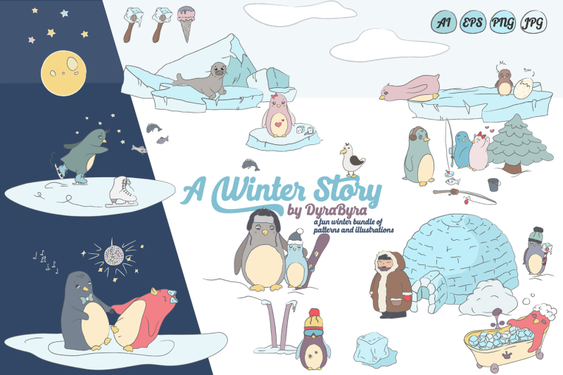penguins-illustrations-amp-patterns-a-winter-story