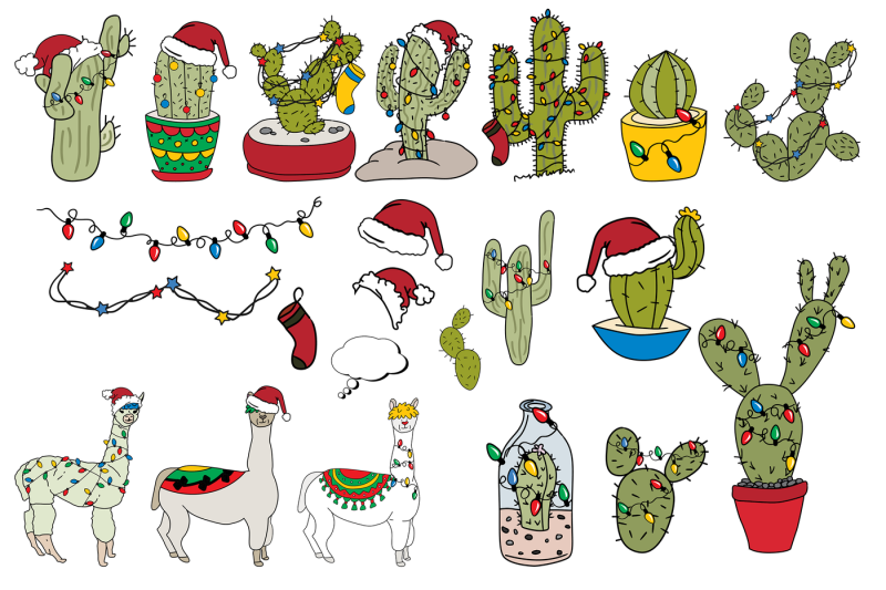 llama-and-cactus-christmas-illustrations
