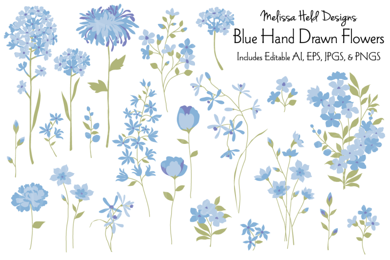 blue-hand-drawn-flowers