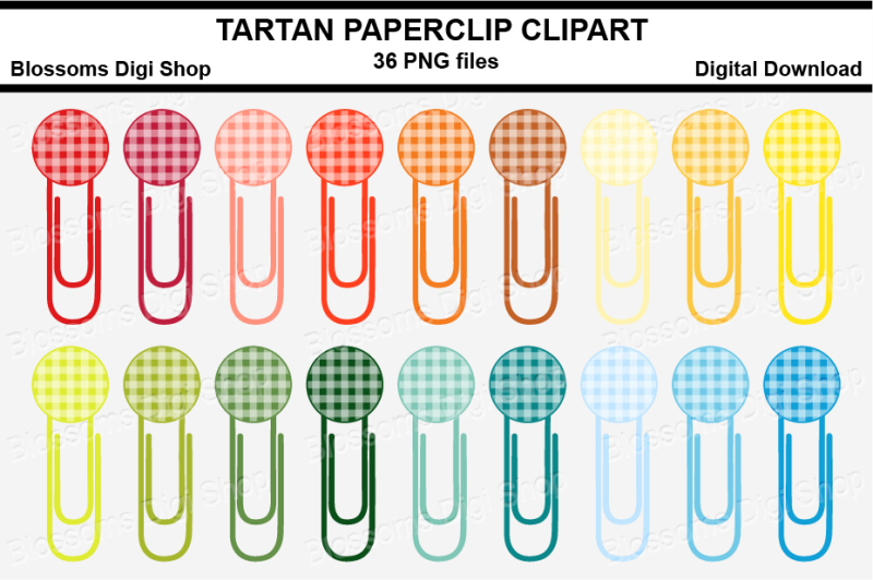 tartan-paper-clips-clipart-multi-colours-36-png-files