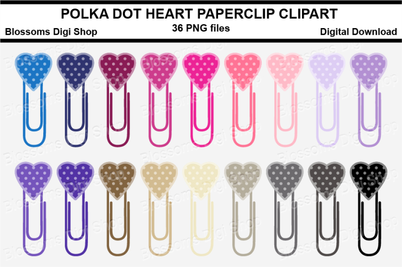polka-dot-heart-paper-clips-clipart-multi-colours-36-png-files
