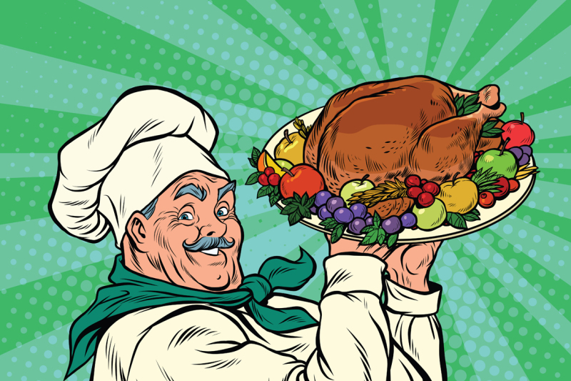 chef-with-a-dish-roast-turkey