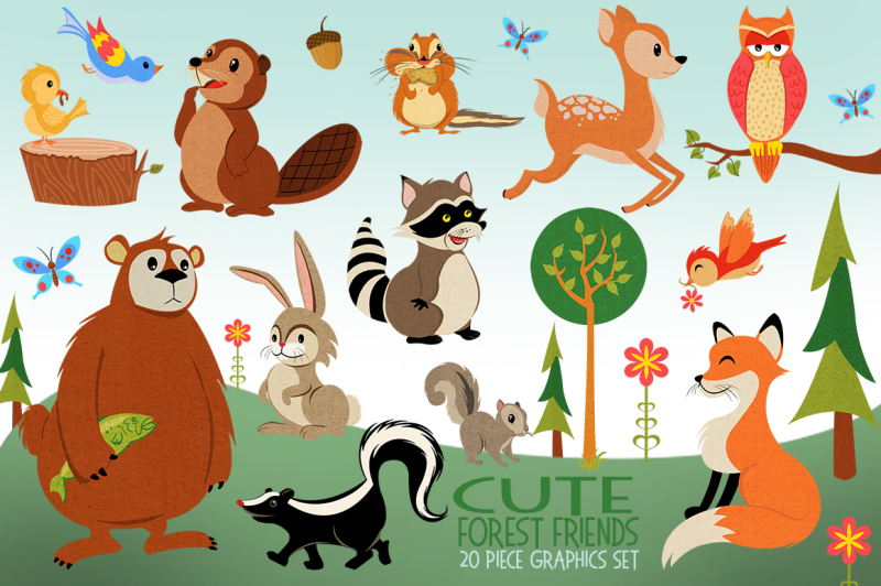 woodland-animals-cute-clip-art