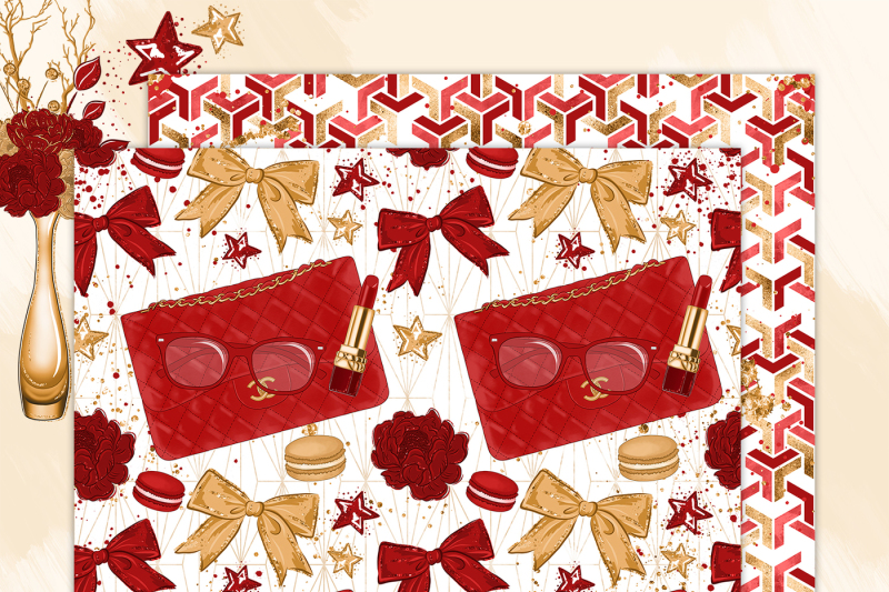 red-fashion-digital-paper-pack