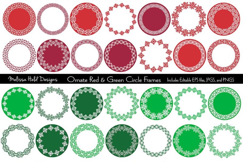 red-and-green-ornate-circle-frames