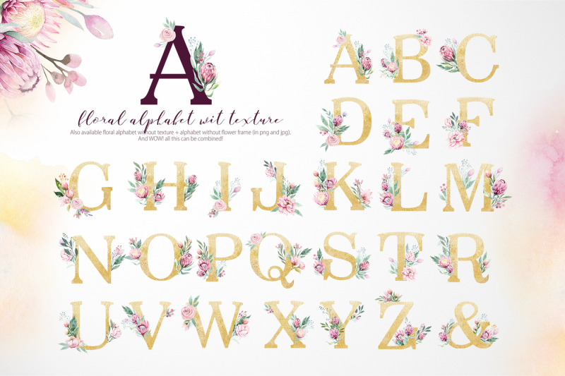 watercolor-gold-and-vinous-alphabet