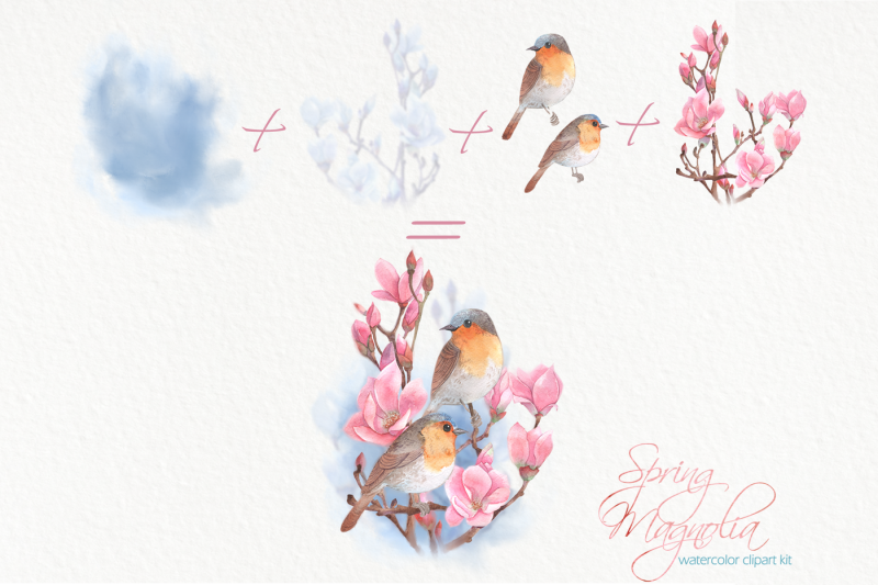 watercolor-birds-on-a-pink-magnolia-branch-clipart-kit