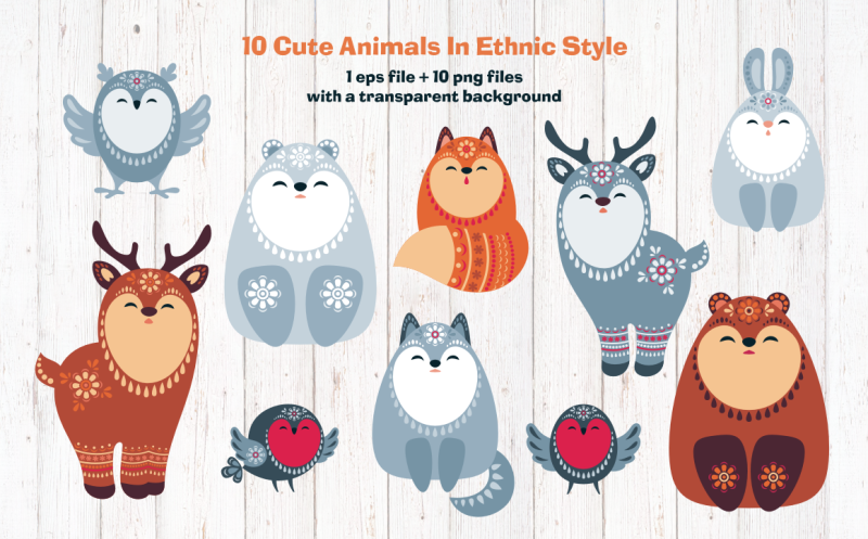 christmas-woodland-animals-and-fir-trees-in-ethnic-style