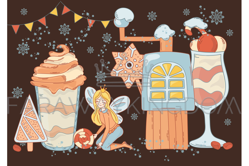 gingerbread-fairy-cartoon-christmas-vector-illustration-set-for-print