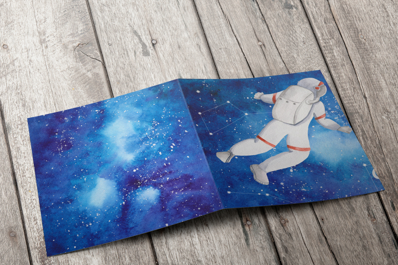space-astronaut-spaceship-starry-sky-satellites-watercolor-clipart