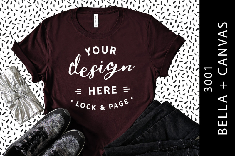 Free Oxblood Black Bella Canvas 3001 T-Shirt Mockup Abstract (PSD Mockups)