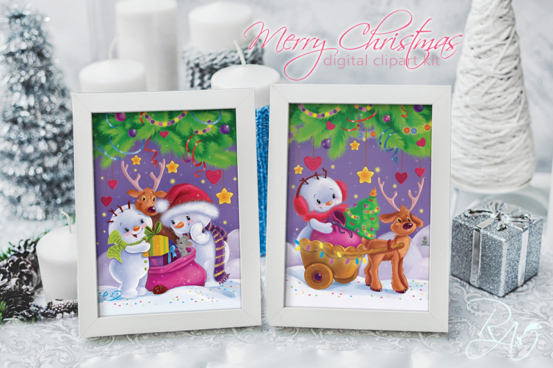 cute-snowmans-and-holiday-decor-christmas-clipart-kit