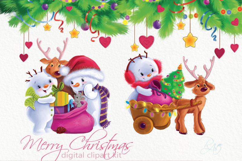 cute-snowmans-and-holiday-decor-christmas-clipart-kit