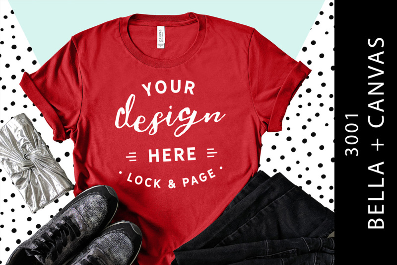 Download Free Red Bella Canvas 3001 T-Shirt Mockup Graphic ...