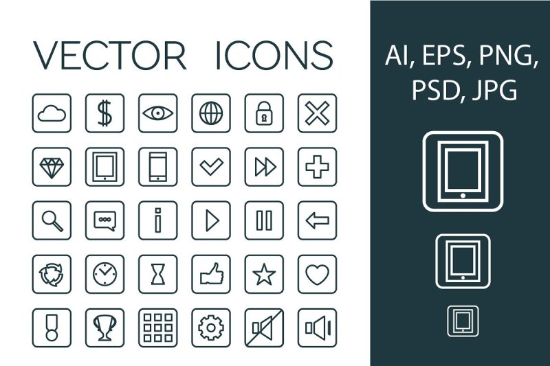 game-linear-icons-set