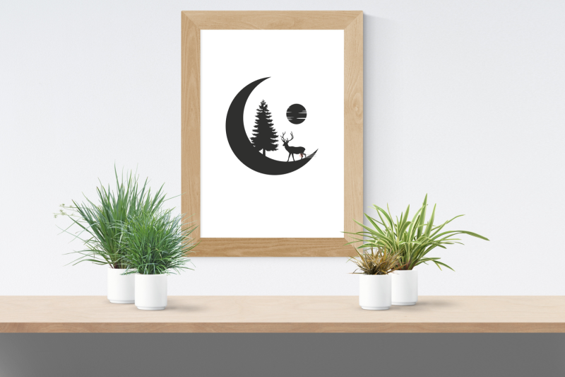 Download Moon Silhouette svg, Moon svg, Crescent Moon svg, Tree ...