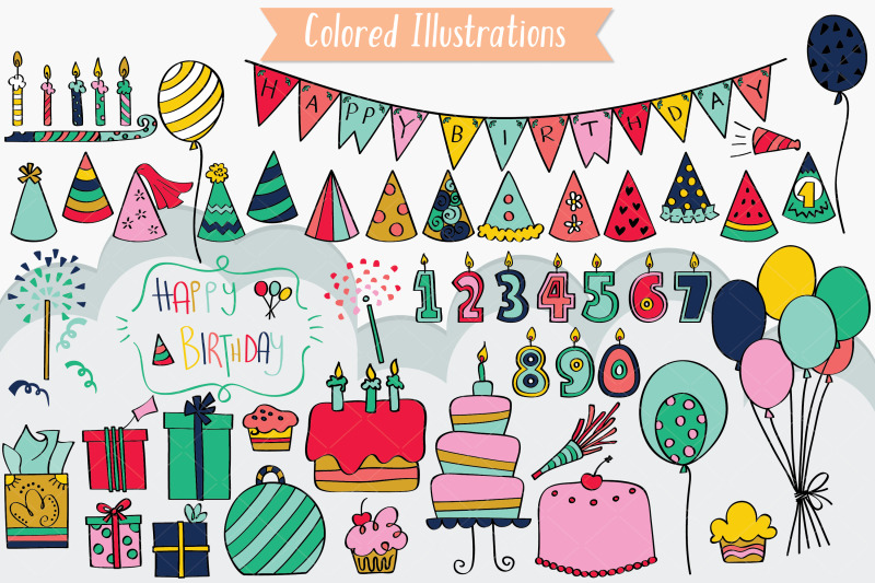 color-birthday-party-hand-drawn-cakes-candles-balloons-banner