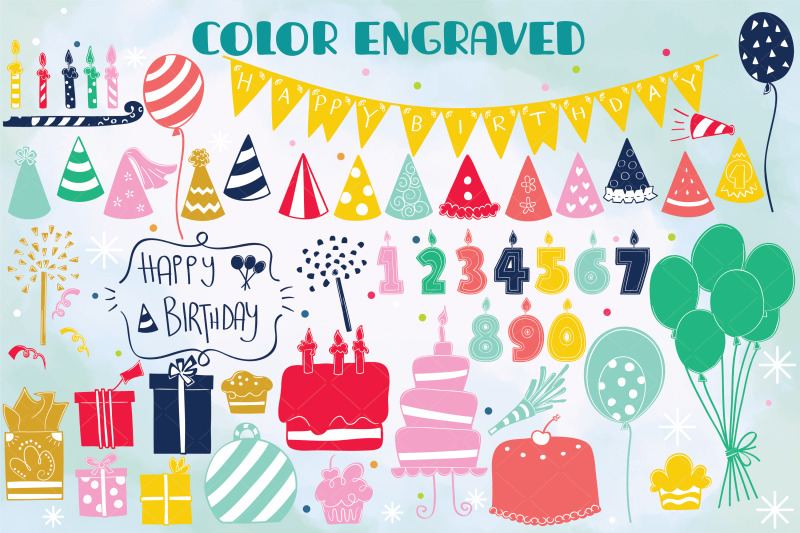 color-birthday-party-hand-drawn-cakes-candles-balloons-banner