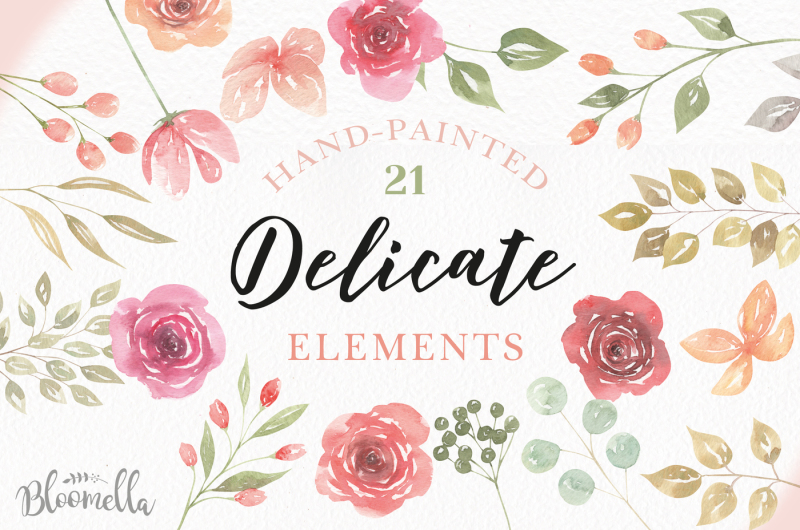 delicate-watercolor-flower-elements-roses-leaves-wedding-florals-png