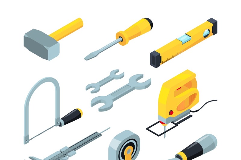 electronic-tools-for-construction-isometric-pictures-set