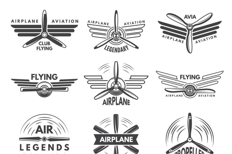 labels-an-logos-for-military-aviation-aviator-symbols-in-monochrome-s