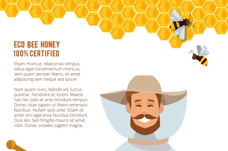 illustrations-at-beekeeping-theme-poster-vector-template