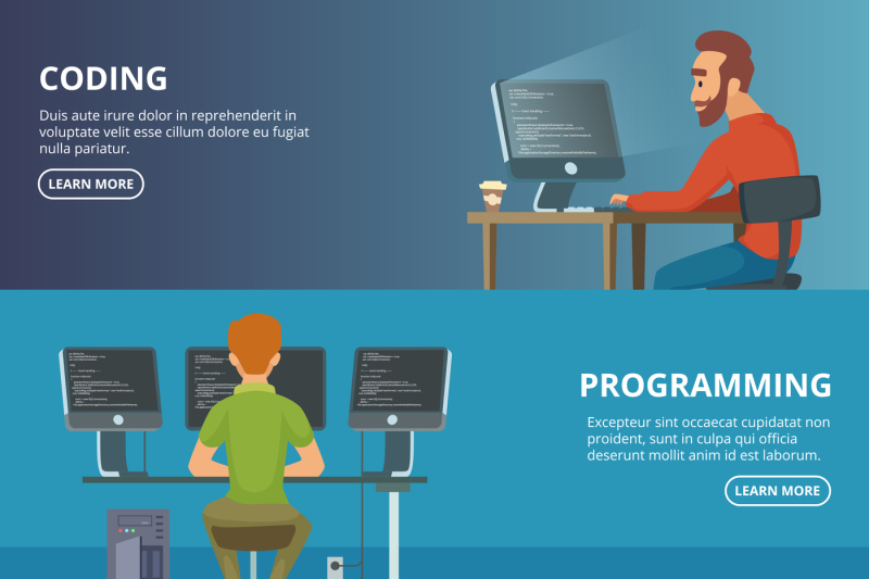 horizontal-banners-with-illustrations-of-designers-and-programmers