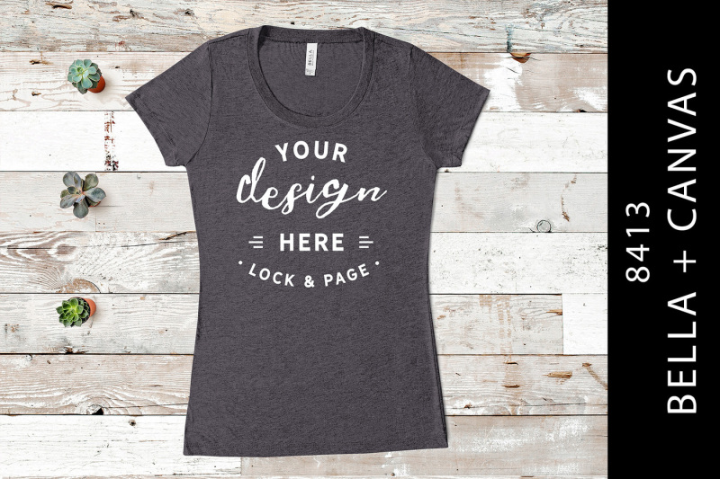 Download Free Solid Dark Grey Bella Canvas 8413 Triblend T-Shirt ...