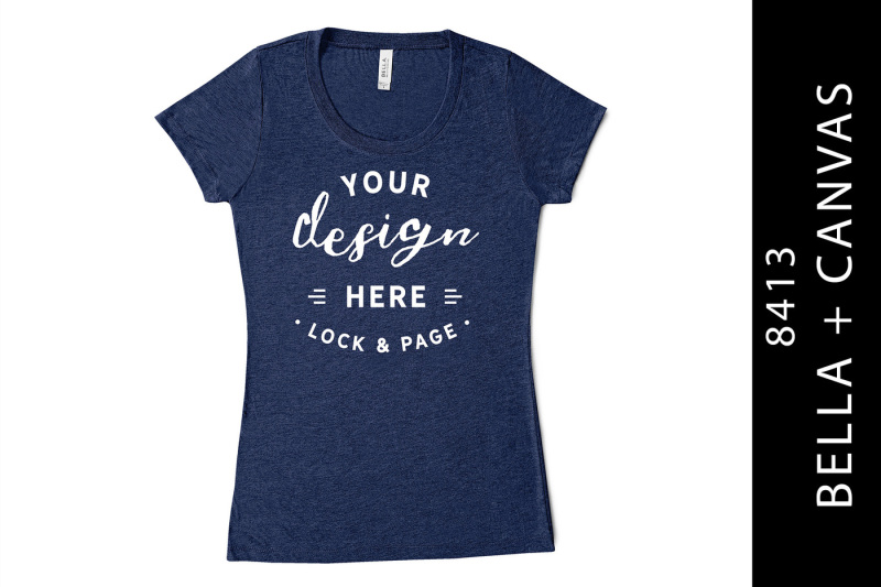 Free Navy Triblend T-Shirt Mockup Bella Canvas 8413 Feminine (PSD Mockups)