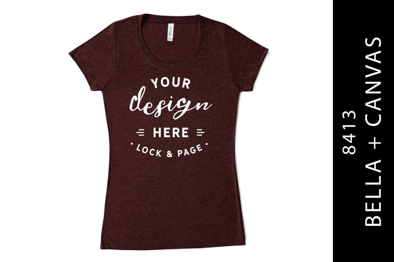 Free Maroon Bella Canvas 8413 Triblend TShirt Mockup On White (PSD Mockups)