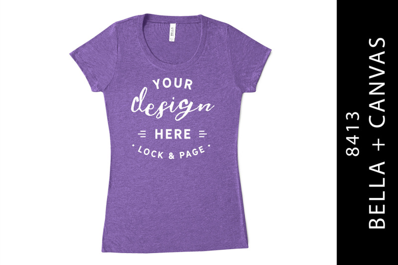 Free Purple Bella Canvas 8413 Triblend TShirt Mockup On White (PSD Mockups)