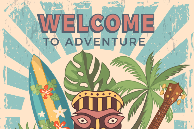 design-template-of-retro-poster-invitation-for-hawaiian-party