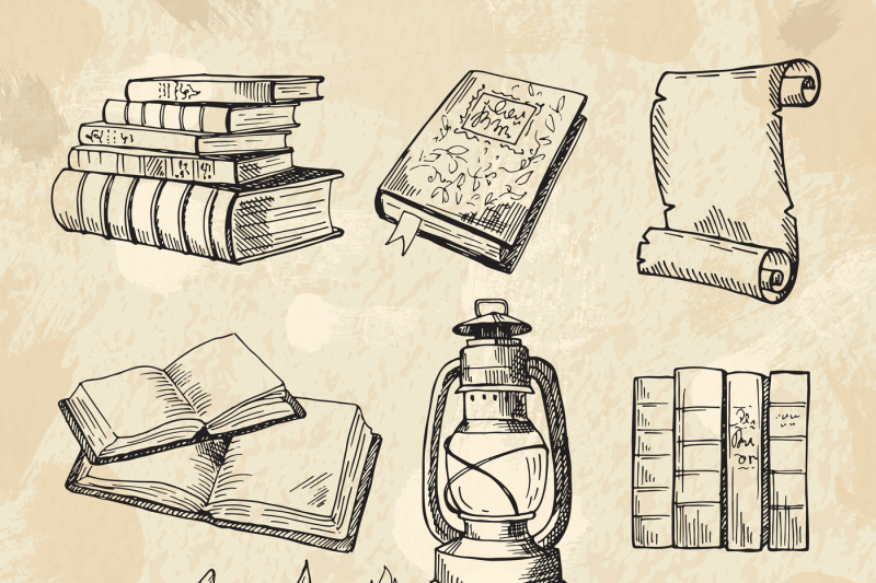 literature-concept-pictures-vintage-hand-drawings-books-and-different