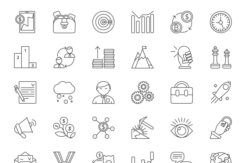 mono-line-icon-set-of-business-and-finance-theme
