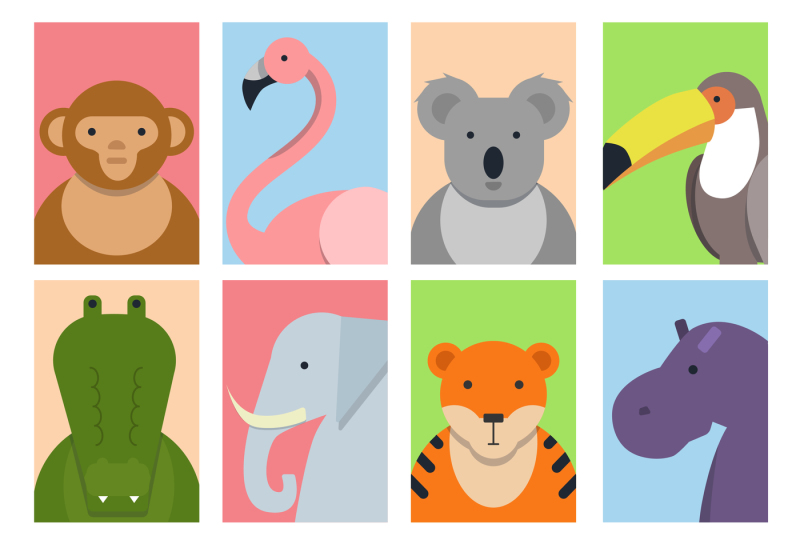 cute-square-avatars-with-wild-animals