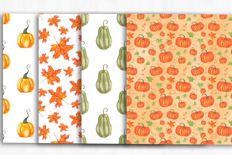 watercolor-pumpkin-digital-paper