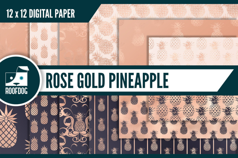 rose-gold-pineapple-digital-paper