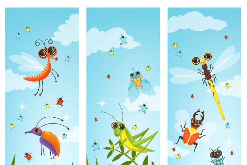 vertical-web-banners-with-illustrations-of-cartoon-insects