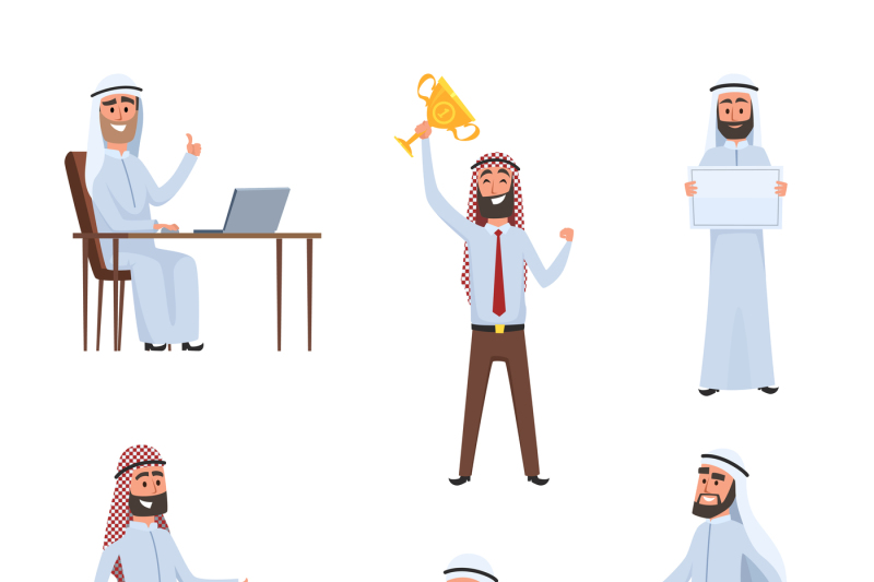 saudi-peoples-at-work-arabic-cartoon-characters