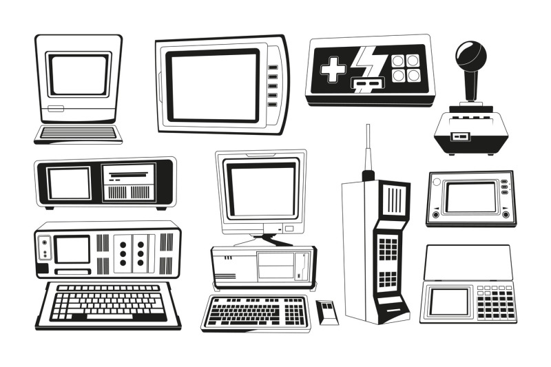 monochrome-illustrations-of-technician-gadgets