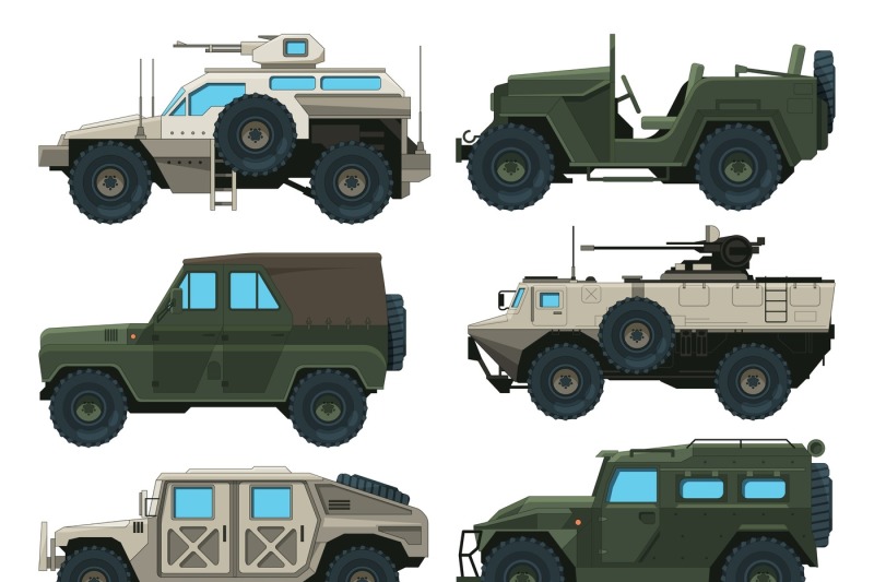 army-vehicles-set-colored-vector-illustrations