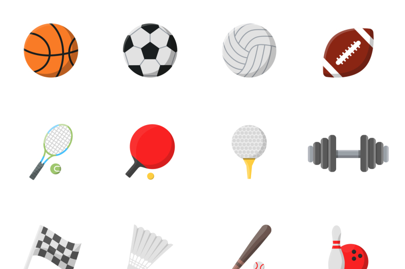sports-icons-set-vector-pictures-in-flat-style