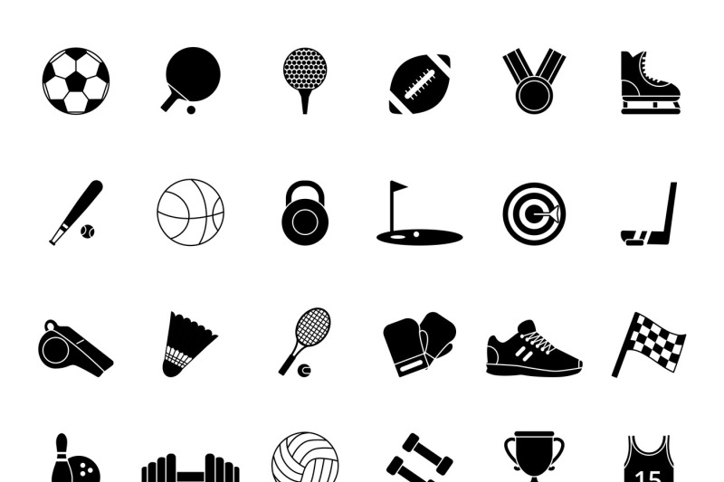 monochrome-black-sport-symbols-vector-pictures-set