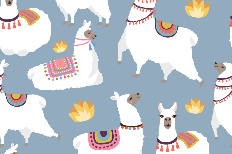 colored-illustrations-for-textile-pattern-with-illustration-of-llamas