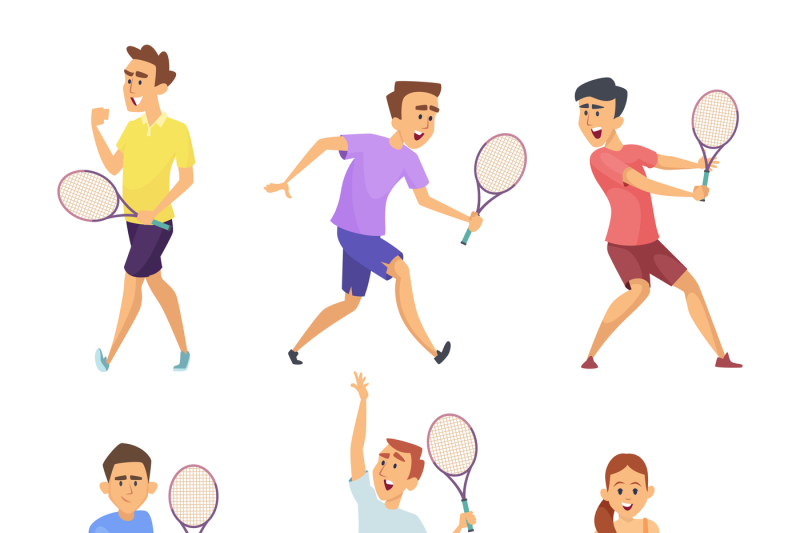 various-tennis-players-vector-characters-in-action-poses