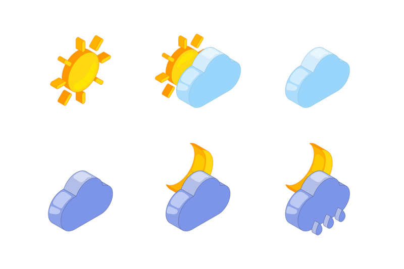 isometric-illustrations-of-weather-icons