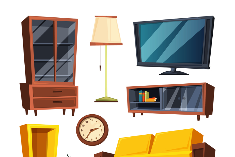 living-room-furniture-items-vector-illustrations-in-cartoon-style