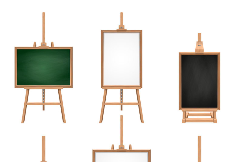 different-colored-blank-boards-standing-on-easels-vector-pictures-iso